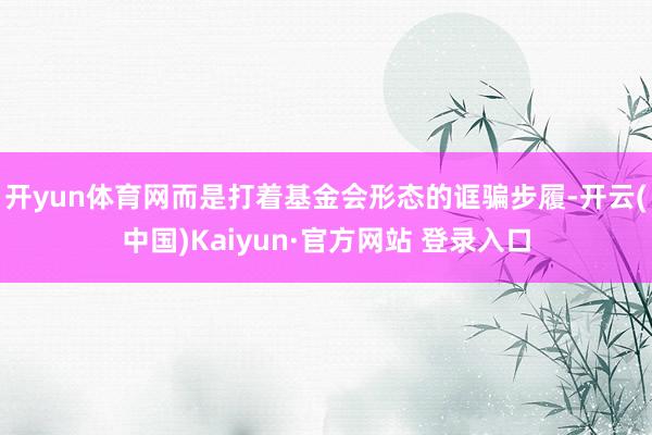 开yun体育网而是打着基金会形态的诓骗步履-开云(中国)Kaiyun·官方网站 登录入口